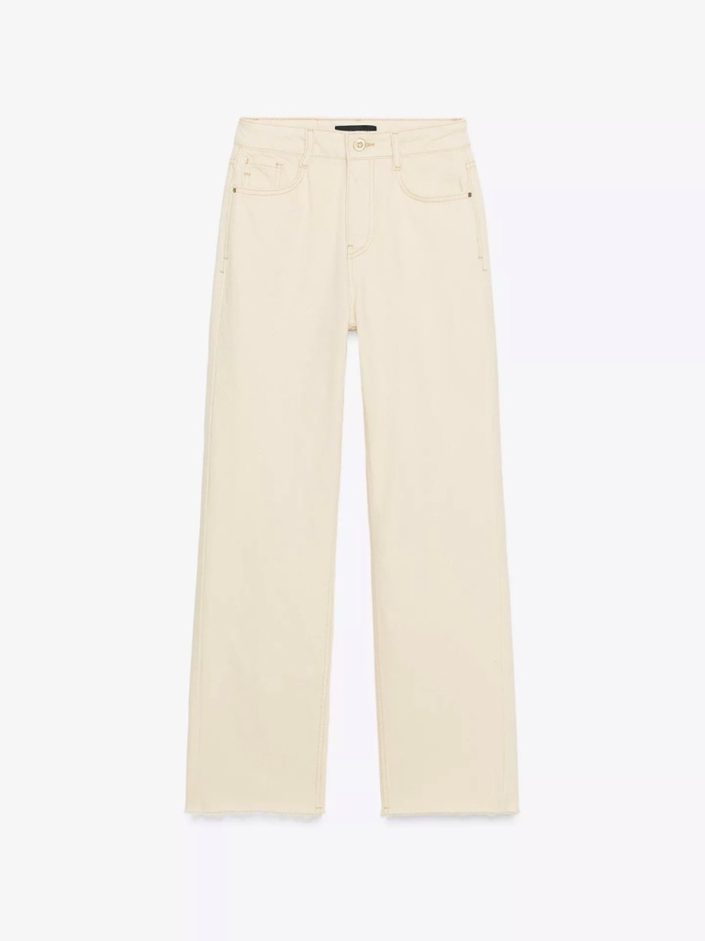 Zara Cream Straight-Leg Jeans